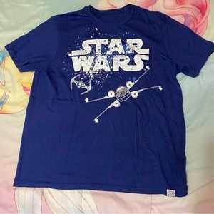 Star Wars logo unisex NWOT blue with white splashes star fighter ship adults